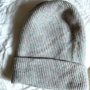 NWT J.Crew extra soft wool/alpaca beanie, light blue w/ light pink fibers
